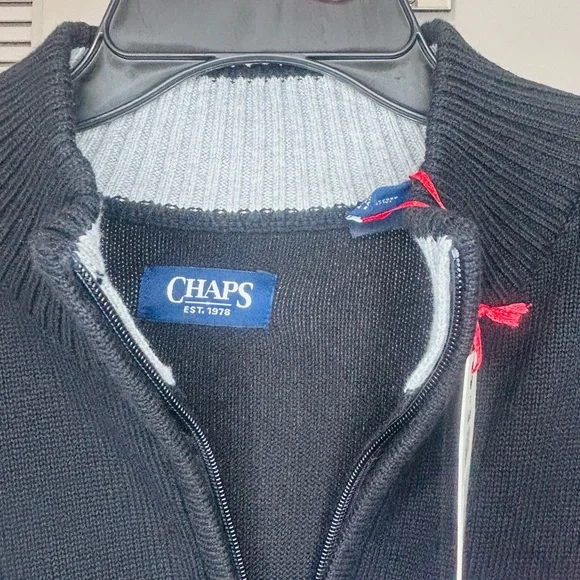 Men's Black Half-Zip Sweater with Flag Patch - Picture 5 of 6